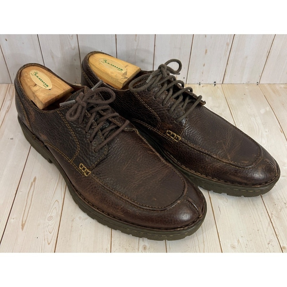 Born Shoes Mens Sz 9.5 Oxford Style Brown Pebble Leather‎ Split Toe M8762